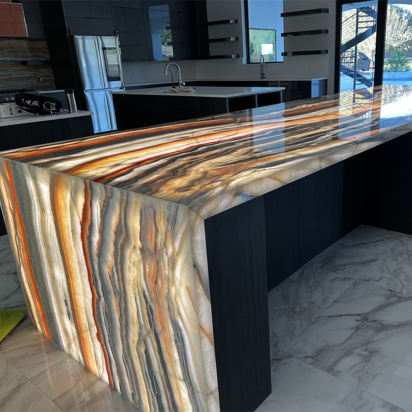 Backlight onyx stone kitchen countertop in Fort Lauderdale