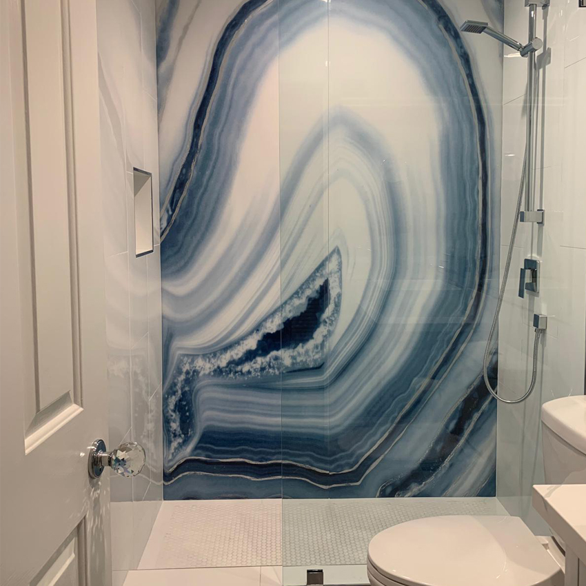 Bathroom backlit wall with onyx stone in Pompano Beach