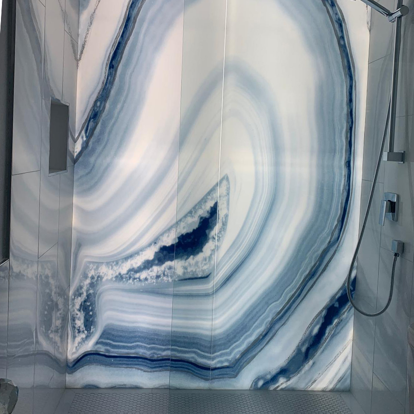 Bathroom backlit wall with onyx stone in Pompano Beach
