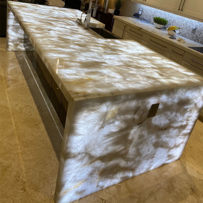 Kitchen island with lighted stone in Tampa