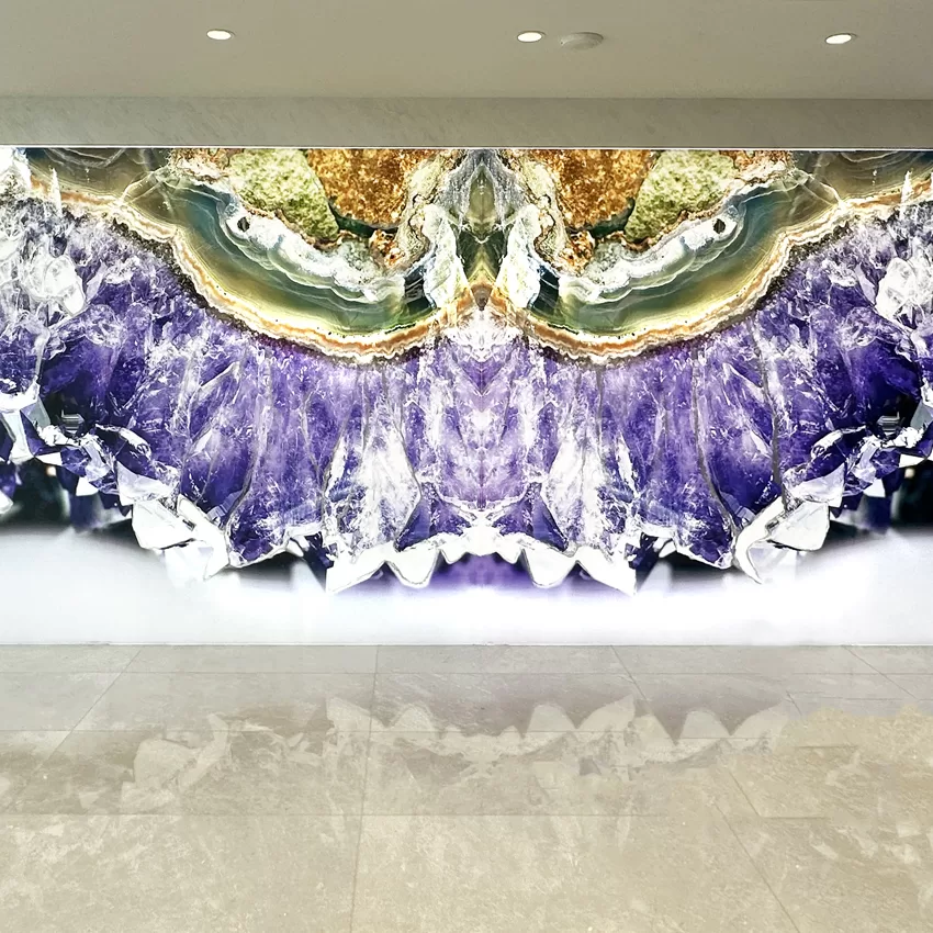 Lighted acrylic artwork wall in Acqualina resort Sunny Isles