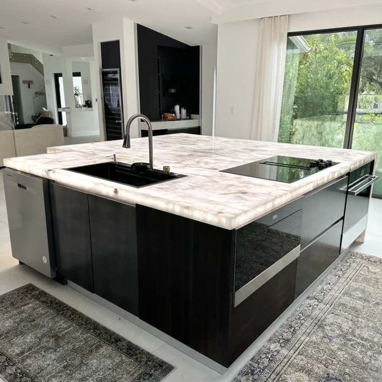backlit kitchen island in parkland