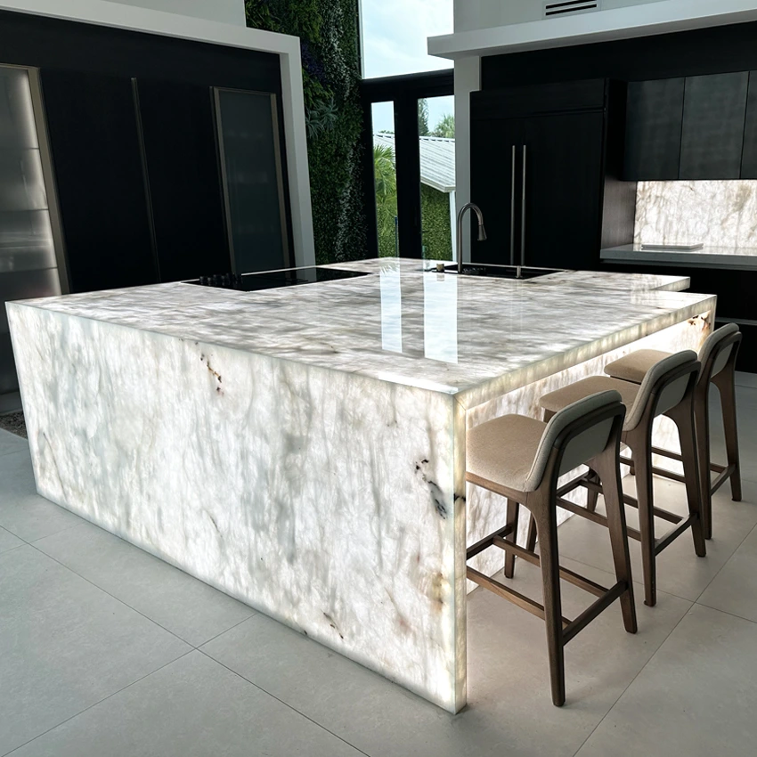 backlit kitchen island in parkland