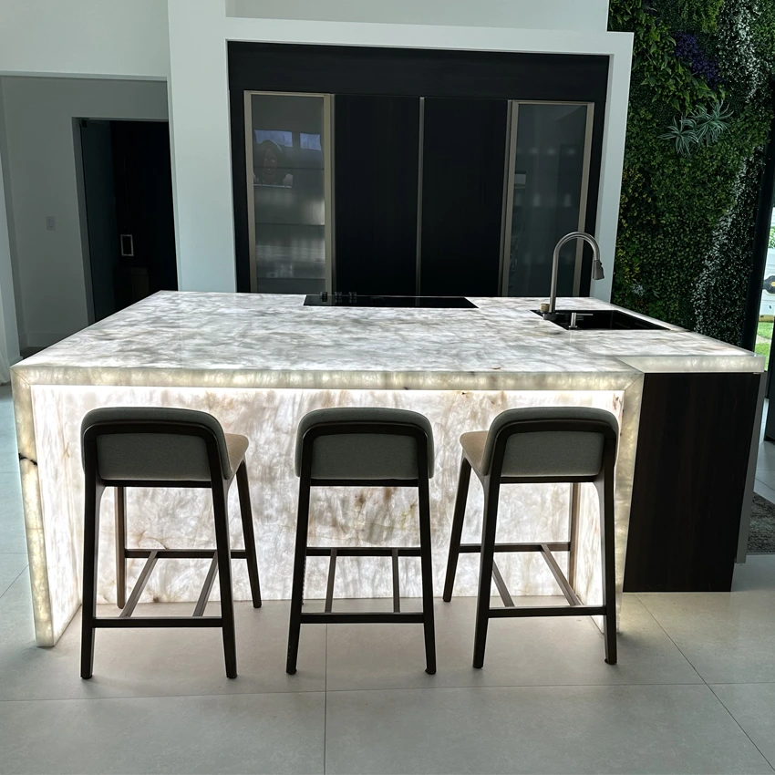 backlit kitchen island in parkland